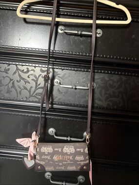 Juicy Couture Brown Logo Crossbody with Pink Bow Charm EXCLUSIVE